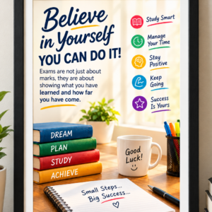Motivational Study & Exam Photo Frame A4 | Believe in Yourself Inspirational Wall Art for Students