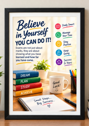 Motivational Study & Exam Photo Frame A4 | Believe in Yourself Inspirational Wall Art for Students Motivational Study & Exam Photo Frame A4 | Believe in Yourself Inspirational Wall Art for Students